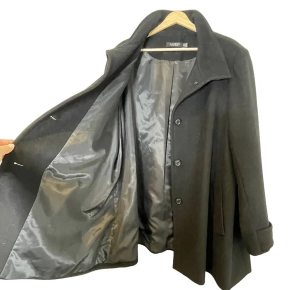 Lauren Ralph Lauren Womens Wool Blend Mock Neck Black Winter Coat Size XXL - Picture 10 of 14